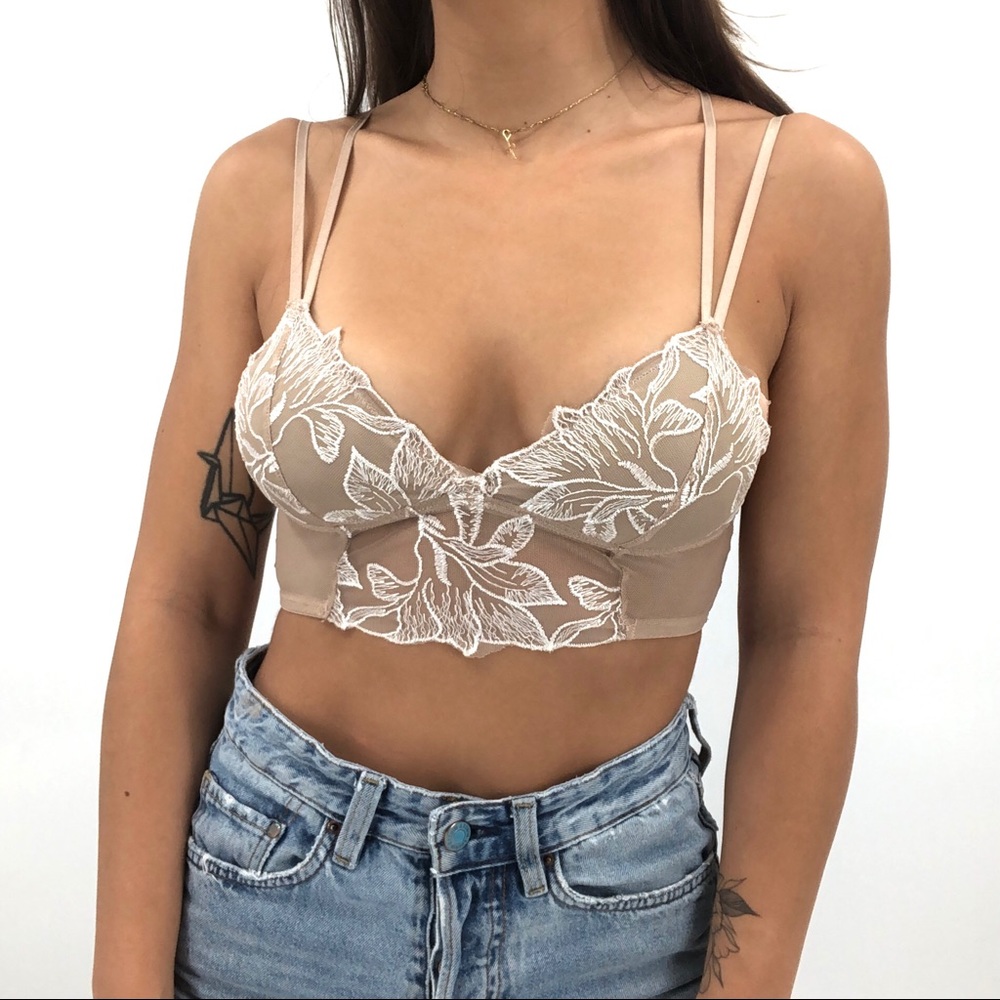 Urban Outfitters Floral Nude Tank Top